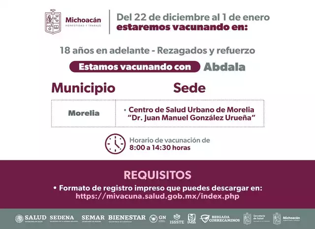 Continúa la vacunación contra el Covid-19 en Morelia