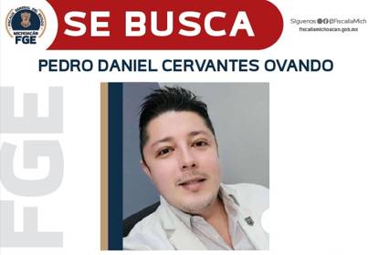 Ofrece Fiscalía General, recompensa para localizar y detener a Pedro Daniel Cervantes Ovando, presunto responsable de la desaparición de una mujer