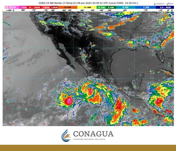 Se intensifica a tormenta tropical la depresión tropical Tres-E en el océano Pacífico, llevará el nombre de Cosme