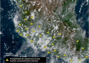 ADVERTENCIA: Esta tarde y noche se pronostican lluvias fuertes a puntualmente intensas desde Sinaloa hasta Chiapas, con posibles turbonadas.