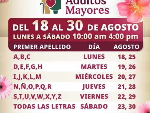 Hasta el 30 de agosto continúa registro a Pensión Mujeres Bienestar y del 18 al 30 de agosto abre para la Pensión de Adultos Mayores