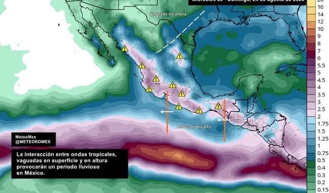 IMPORTANTE: Mañana iniciará un periodo lluvioso en el territorio nacional, con posibles lluvias intensas.