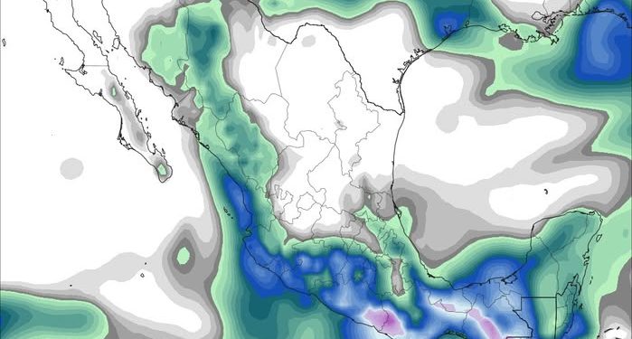 Sábado, continuando las lluvias y tormentas fuertes en el litoral del Pacífico mexicano.
