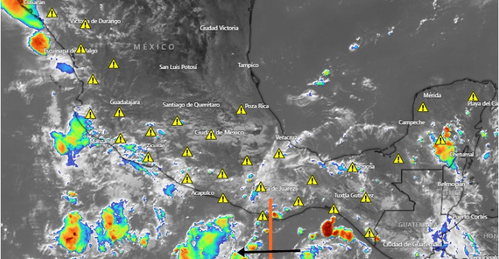 IMPORTANTE: En el transcurso de las próximas horas se desarrollarán rápidamente núcleos de tormenta en el occidente, centro-sur y sureste del país.