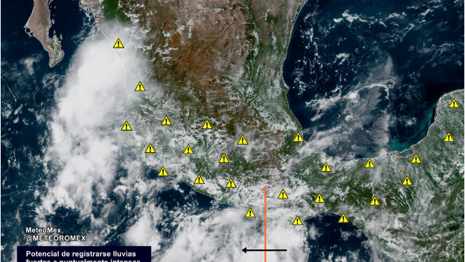 ALERTA: Hoy las condiciones del tiempo estarán bajo el control de la aproximación de un sistema frontal y el avance de una onda tropical en el Pacífico.