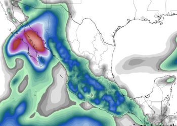 Jueves, fortaleciéndose las lluvias y tormentas en el país debido a la interacción de sistemas tropicales.