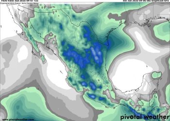 Sábado, con lluvias muy fuertes debido a la aproximación de un sistema frontal e inestabilidad en altura.