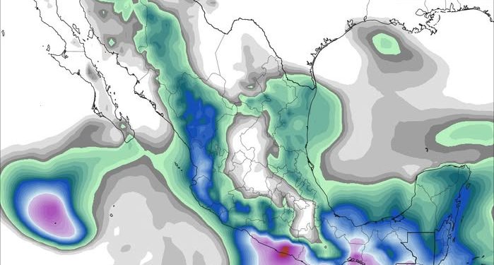 Viernes, continuando las lluvias fuertes a muy fuertes debido a una onda tropical y una baja presión.