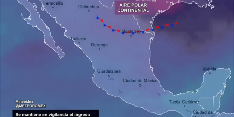 VIGILANCIA: En los próximos días podría ingresar un nuevo sistema frontal, reforzando el aire polar en México.