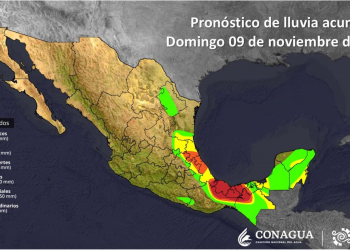 De acuerdo con la información de @conagua_clima, este es el pronóstico actualizado para hoy, 9 de noviembre de 2025, a las 10 h