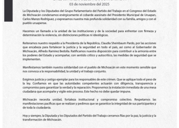 POSICIONAMIENTO DEL GRUPO PARLAMENTARIO DEL PARTIDO DEL TRABAJO EN EL CONGRESO DEL ESTADO DE MICHOACÁN