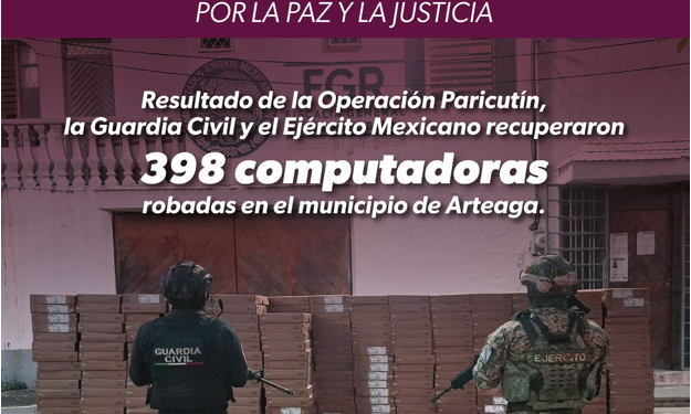 SSP y Defensa recuperan casi 400 computadoras reportadas como robadas en Arteaga