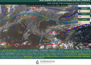 Se prevén lluvias torrenciales en regiones del sur de Quintana Roo,  así como vientos fuertes en el golfo de Tehuantepec