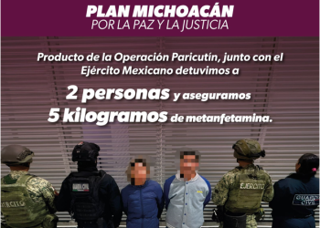 Dos detenidos con 5 kilogramos de metanfetamina en Morelia: SSP