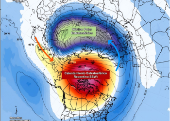 VIGILANCIA: La circulación del Vórtice Polar presentará cambios importantes que favorecerán el desplazamiento de aire ártico.