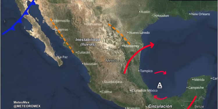 IMPORTANTE: Durante la semana se prevén condiciones contrastantes, desde el ingreso de masas de aire frío hasta el desarrollo de un anticiclón en México.