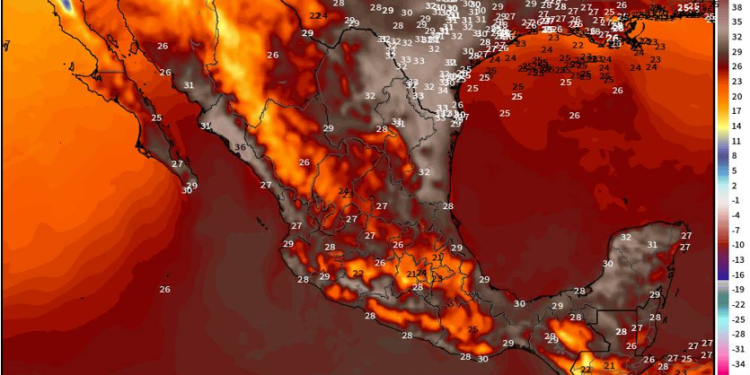 Lunes, continuando las temperaturas calurosas con lluvias dispersas en el país.