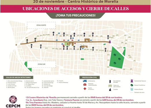 Conoce los cierres viales por el desfile del 20 de noviembre en Morelia: SSP