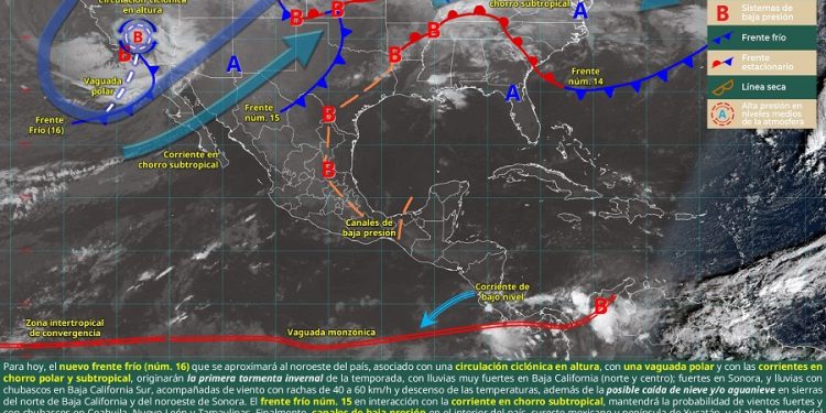 La primera tormenta invernal de la temporada 2025-2026 ocasionará  condiciones meteorológicas adversas en el noroeste de México