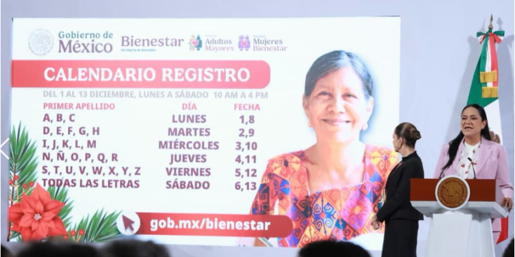 Del 1 al 13 de diciembre se realiza en todo el país el registro a la Pensión Mujeres Bienestar y a la Pensión para el Bienestar de las Personas Adultas Mayores: Ariadna Montiel