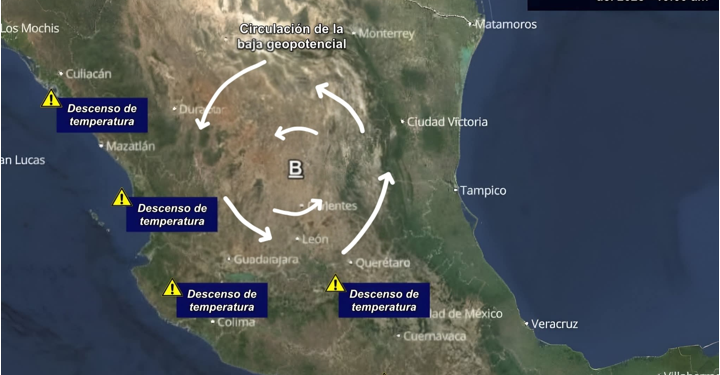 ADVERTENCIA: La circulación de una baja presión en altura provocará temperaturas frías a muy frías en México.