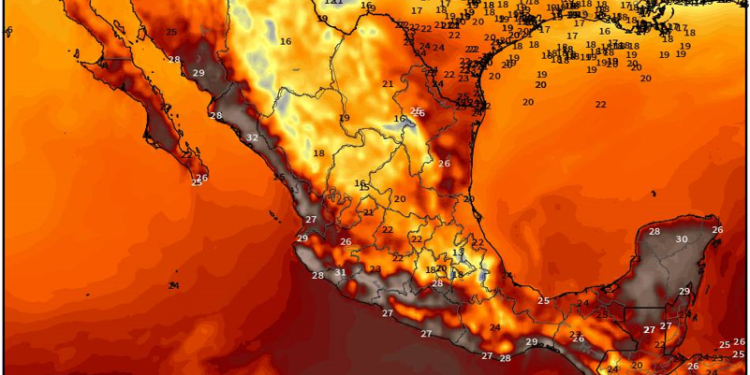 Miércoles, con lluvias fuertes y temperaturas templadas a calurosas en México.