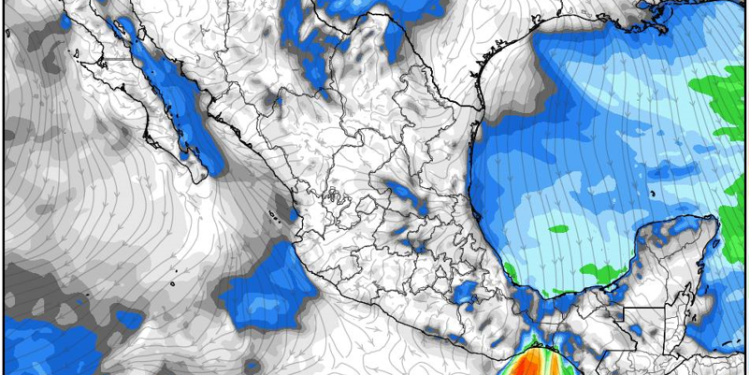 Jueves, incrementando las lluvias conforme ingresa una nueva masa de aire polar en México.