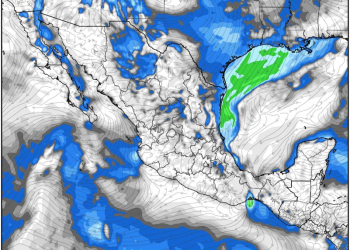 Sábado, continuando las lluvias intercalado de aire ártico sobre gran parte de México.