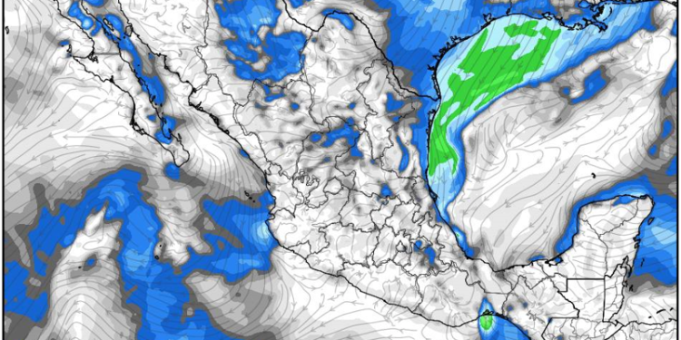 Sábado, continuando las lluvias intercalado de aire ártico sobre gran parte de México.