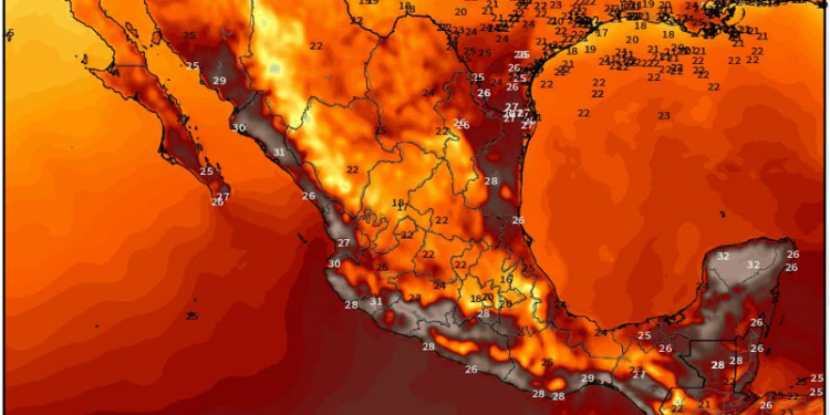 Jueves, con lluvias aisladas y temperaturas templadas a calurosas en México.