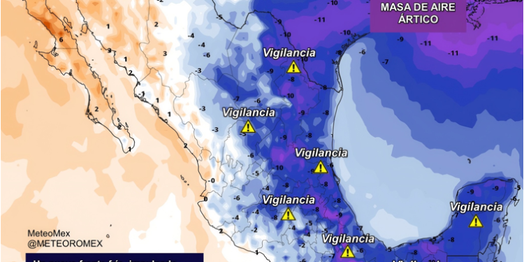 VIGILANCIA: En los próximos días podría ingresar una potente masa de aire ártica sobre México, de acuerdo con los modelos numéricos.