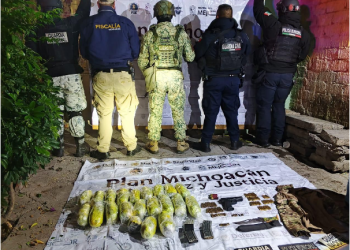 SSP asegura 9 kg de marihuana, una réplica de arma de fuego y cartuchos útiles en Zamora