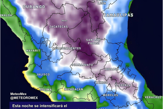¡ALERTA! Esta noche, el frío se intensificará en la región del bajío de México debido a una intensa masa de aire ártico.