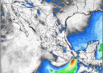 Domingo, con lluvias fuertes y temperaturas frías a templadas debido a la masa de aire ártica en México.