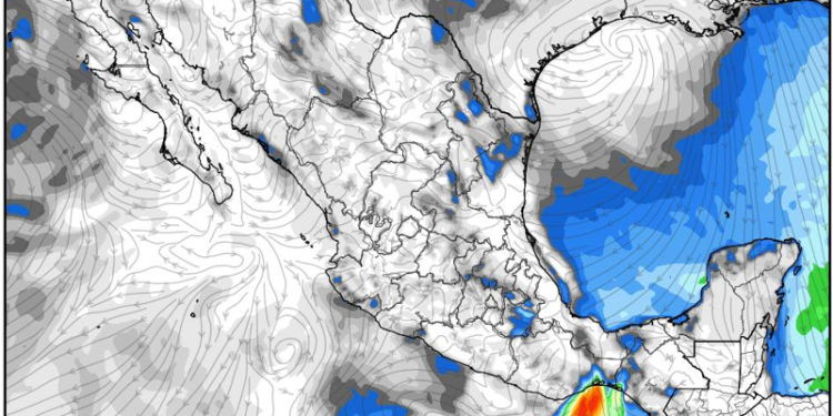 Domingo, con lluvias fuertes y temperaturas frías a templadas debido a la masa de aire ártica en México.