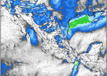 Miércoles, incrementando las lluvias y el viento conforme ingresa la masa de aire ártico en México.