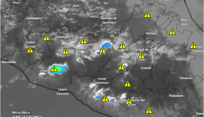 Las imágenes recientes de satélite muestran el desarrollo de núcleos de tormenta, derivado de la interacción de un canal de baja presión y el ingreso de humedad.