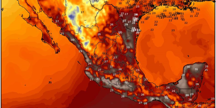 Martes, con lluvias dispersas y temperaturas cálidas a calurosas en gran parte de México.