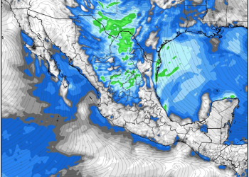 Sábado, intensificándose el calor en el transcurso de la tarde sobre gran parte de México.
