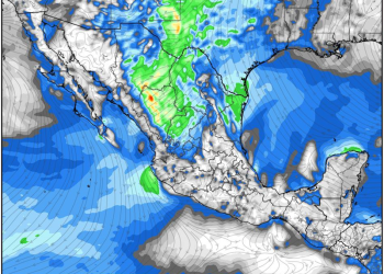 Martes, continuando las lluvias y tormentas debido al desplazamiento del sistema frontal y un vórtice frío.