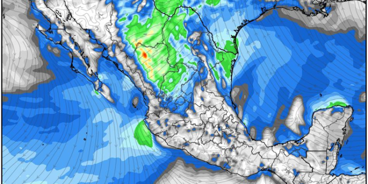 Martes, continuando las lluvias y tormentas debido al desplazamiento del sistema frontal y un vórtice frío.