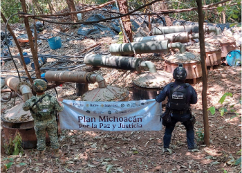 En operativo interinstitucional, SSP desactiva laboratorio de droga en Arteaga