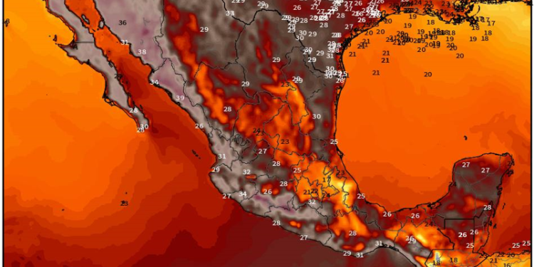 Jueves, intensificándose el calor en las próximas horas; no se descartan lluvias dispersas en México.