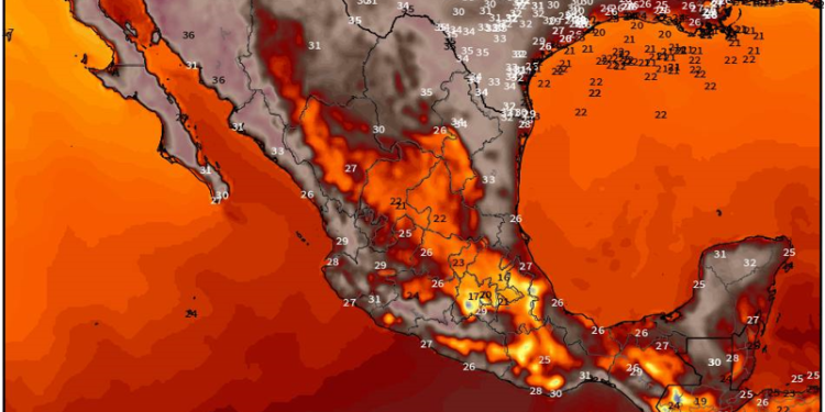 Sábado, continuando el tiempo estable y caluroso en México; no se descartan lluvias fuertes.