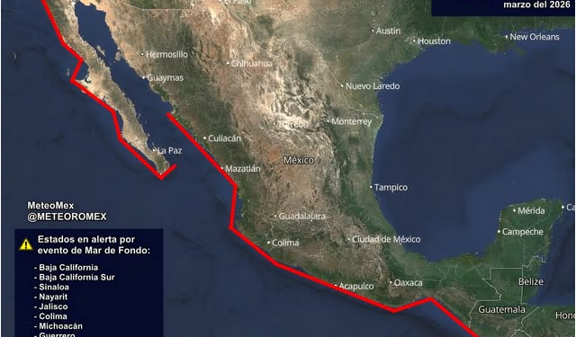 ALERTAMIENTO: Hoy se establece un evento de mar de fondo de forma generalizado en el litoral del Pacífico mexicano.