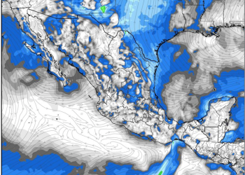 Jueves, continuando las lluvias dispersas-aisladas en el transcurso de esta tarde en México.