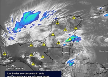 ¡Toma precauciones! En las próximas horas se desarrollarán rápidamente núcleos de tormenta en el sureste de México.