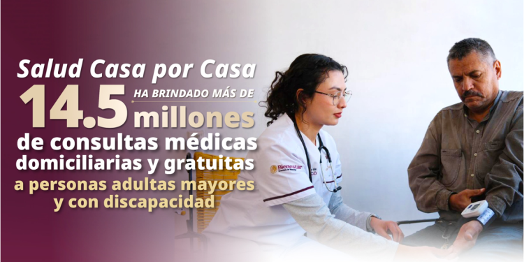En México más de 14.5 millones de Adultos Mayores y Personas con Discapacidad han recibido consultas médicas domiciliarias de Salud Casa por Casa