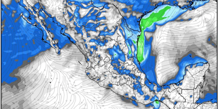 Domingo, con lluvias y tormentas en gran parte de México, debido al avance de un frente frío.