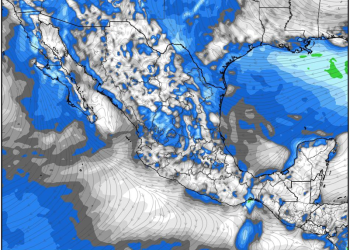 Jueves, continuando las lluvias fuertes y granizadas en el transcurso de la tarde en México.